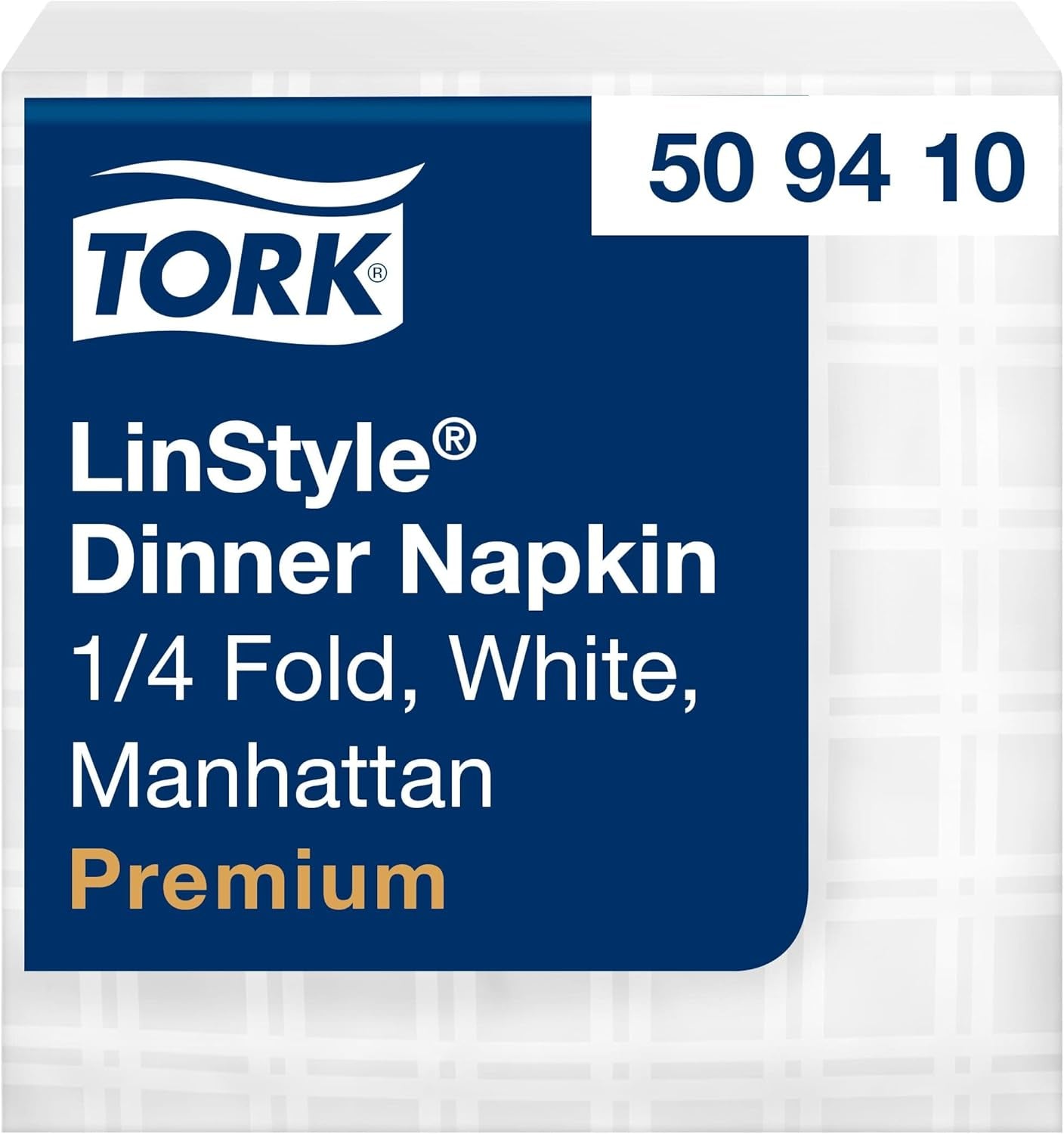 Servilletas de mesa Tork Linstyle blancas, pliegue 1/4, 19,5 × 19,5 cm, 14 servilletas ø50, 509410
