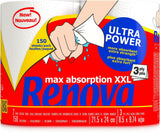 Rollos de cocina Renova Renova Ultrapower | 24 rollos XXL = 60 rollos estándar | 3 capas ultraabsorbentes y de máxima resistencia | papel certificado fsc