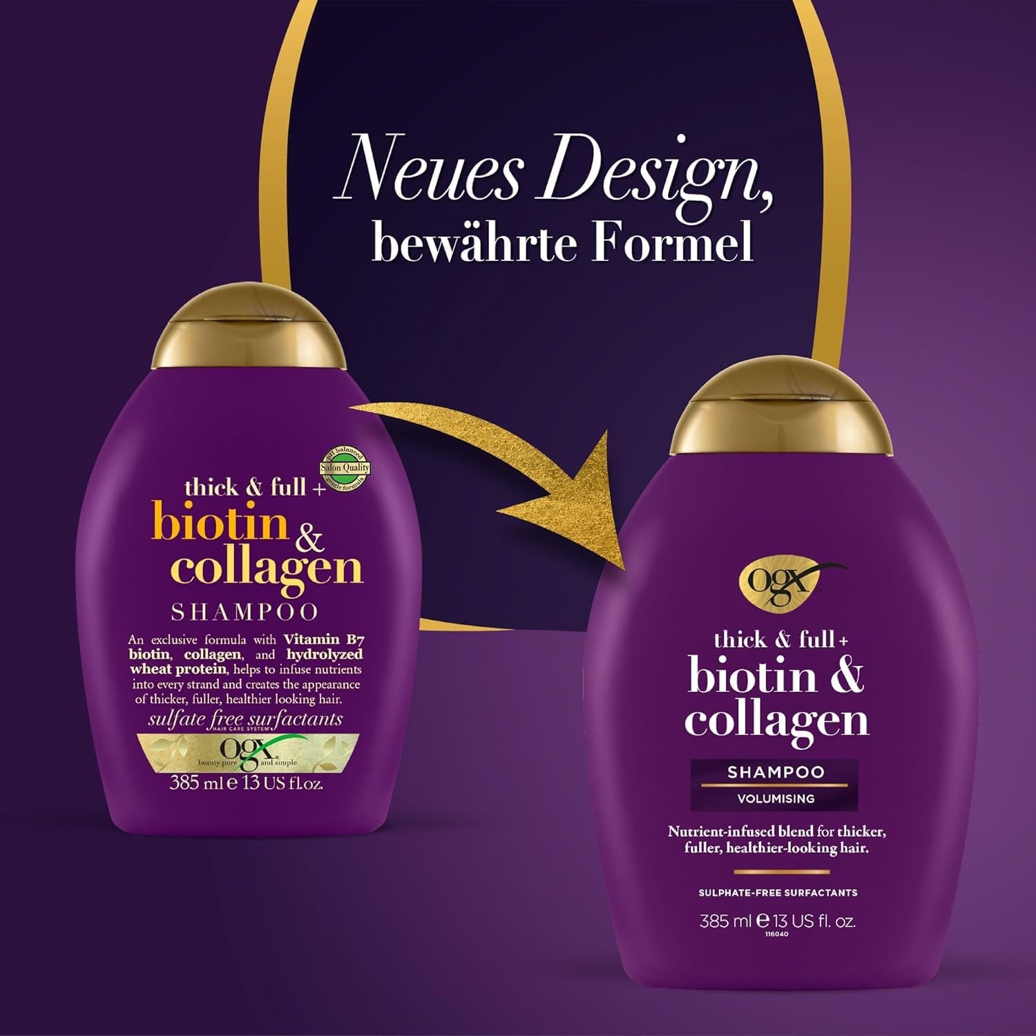 OGX Biotin & Collagen Shampoo (385 Ml), Champú fortalecedor para cabello fino y fino OGX Ducha y baño