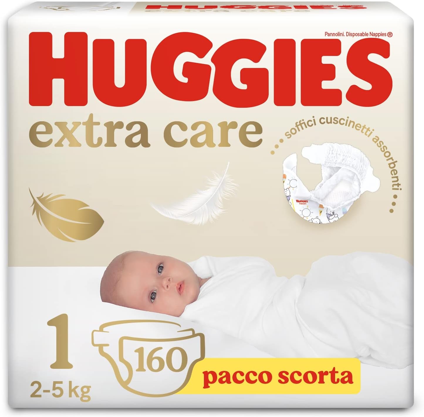 Pañales Huggies Extra Care Tamaño 1 (2-5 kg) Diseño Disney súper absorbentes Paquete a granel 160