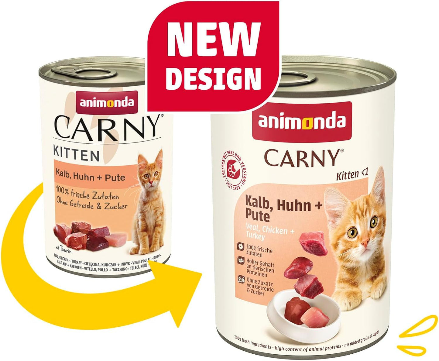 animonda Carny Katzen Nassfutter Kitten Chicken + Pute (12 x 400 g), Kitten getreidefreies Katzennassfutter ohne Zucker für wachsende Kätzchen bis 1 Jahr, mit frischen Ingredient
