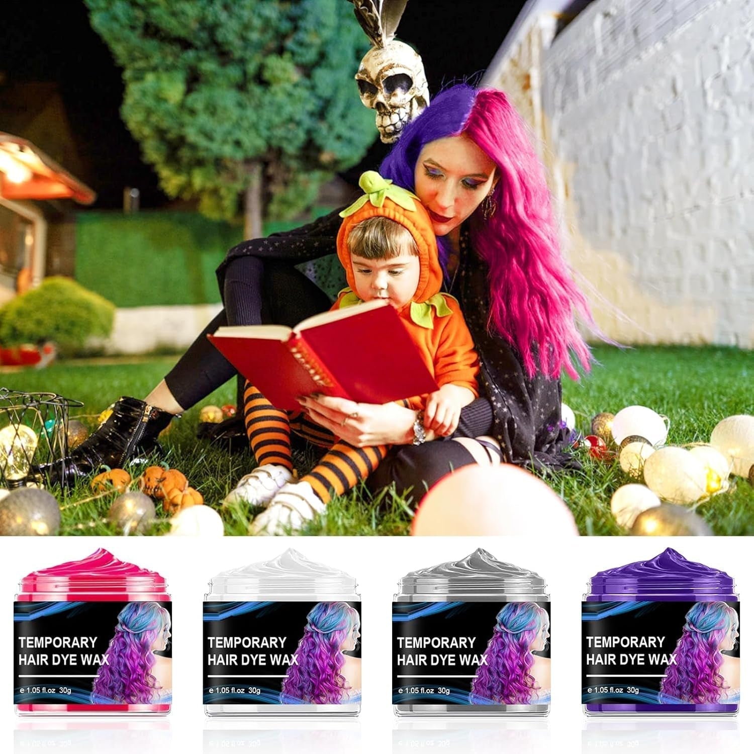 Tinte temporal para el cabello para Halloween, 4 colores, Color de pelo cera, tono de cabello para estilismo para hombres y mujeres, tinte para el cabello para fiesta de Halloween, tienda Naty