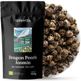 Té orgánico Jasmin Dragon Pearls (100 g) | Té verde premium en forma de perlas de jazmín enrolladas a mano | Especialidad de té con delicado aroma floral | REPLANTAR