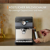 Cafetera espresso KRUPS Authentic+, 15 bar, funcionamiento intuitivo, diseño sofisticado, boquilla de vapor, accesorios ampliados incluidos, Bullet Dark silver/Acero inoxidable, XP384G10