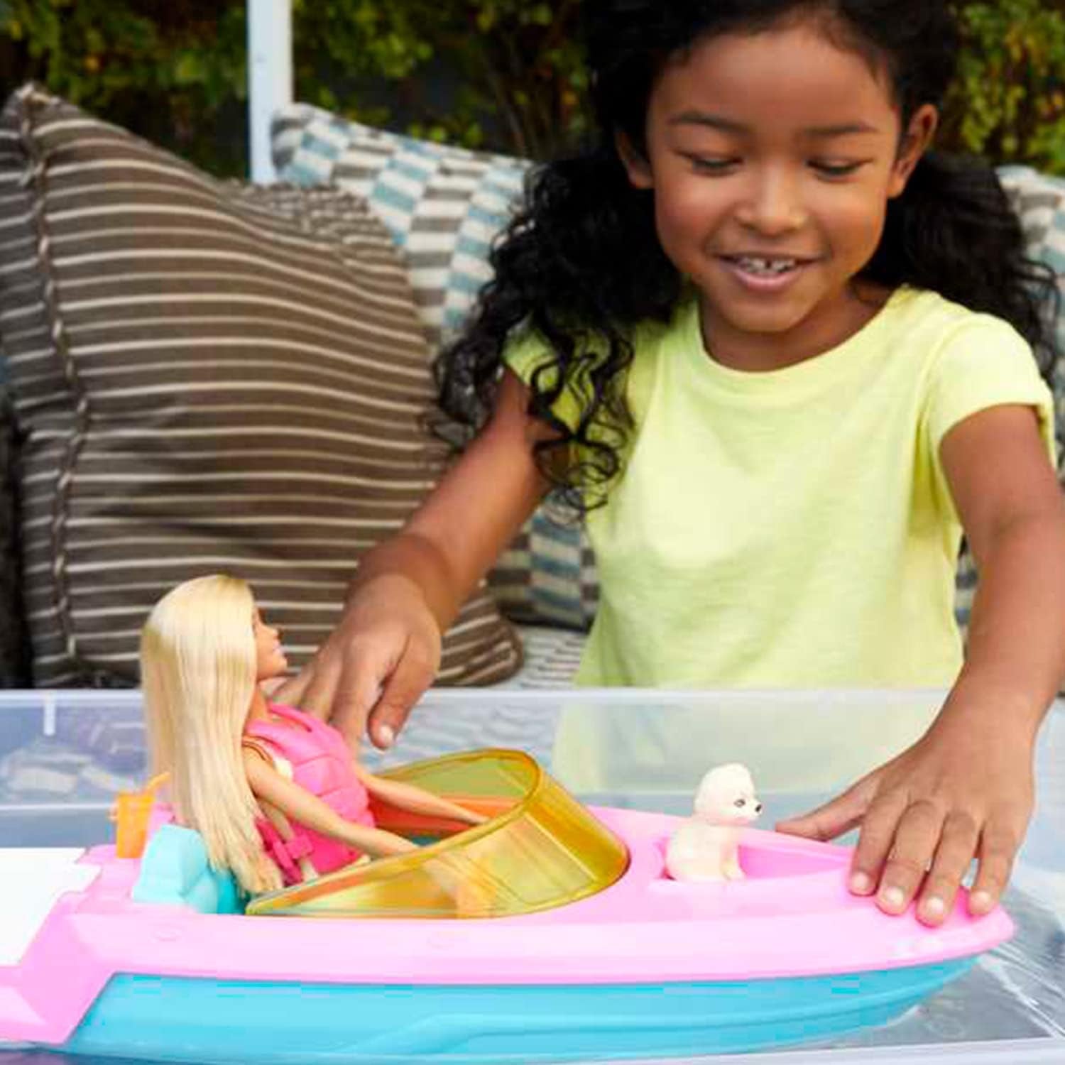 Set Barbie Lancha Rápida, Muñeca Barbie con Pelo Rubio, Chaleco Salvavidas Rosa, Barco, Cachorro, Accesorios, Regalos para 3+, Grg30 Naty Shop Muñecas