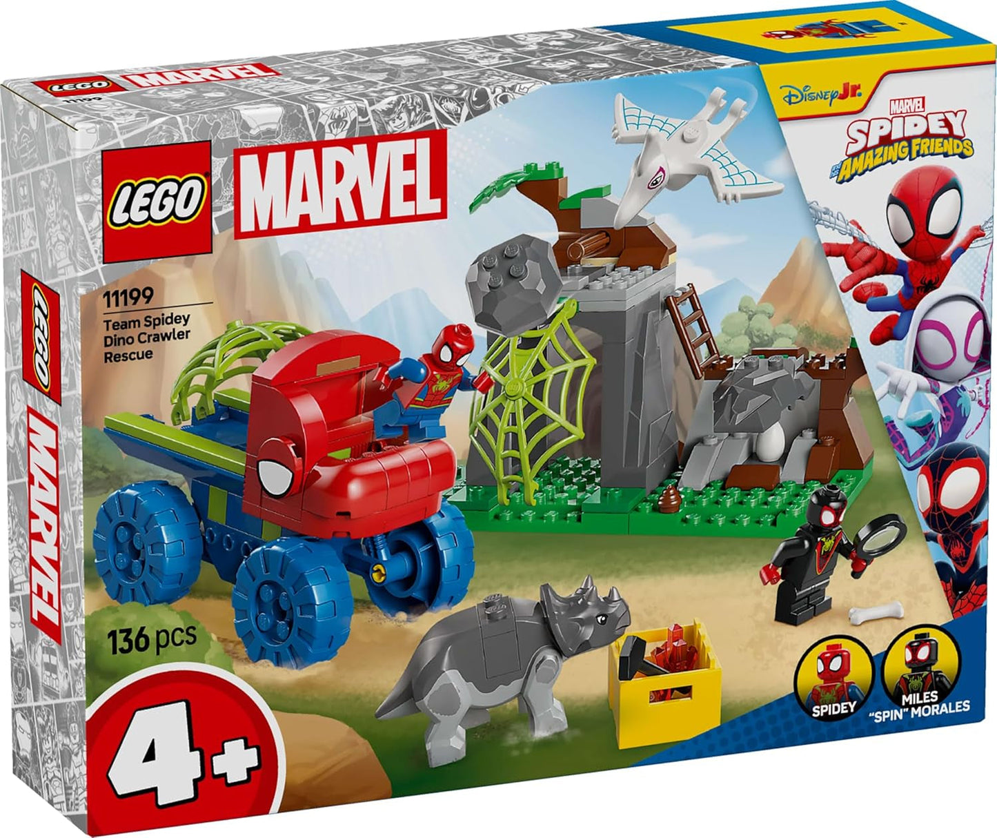 LEGO Marvel Equipo de Spidey en misión de rescate en el Dino Truck Coche de juguete para construir para superhéroes Set de aventuras para niños a partir de 4 años Spidey y sus súper amigos 11199 Juegos de construcción Besuche den LEGO-Store