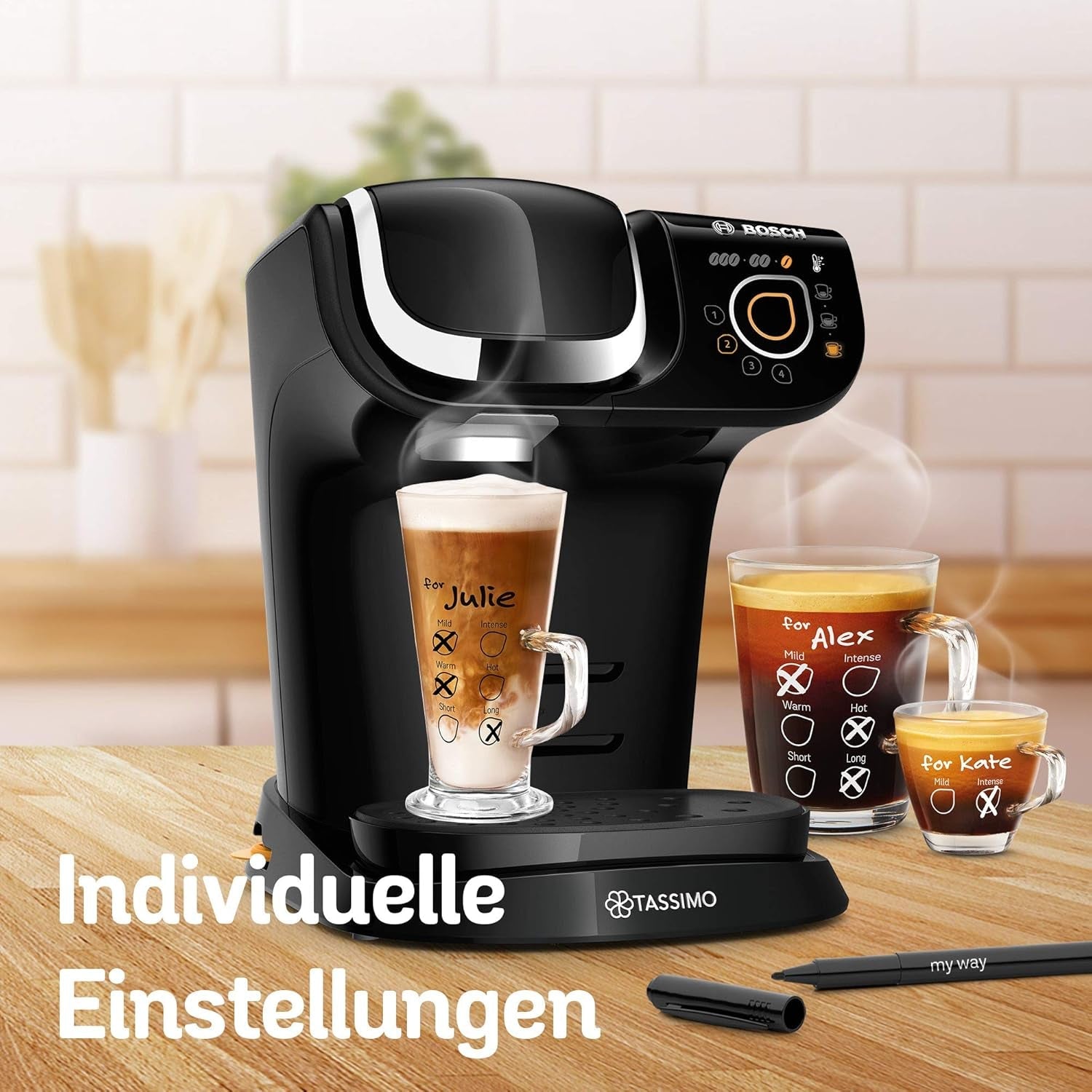 Tassimo My Way Cafetera espresso con 2 cápsulas TAS6502 con filtro de agua, más de 70 bebidas, personalización de bebidas, variedad de café, preparación fácil, 1500 W, negra