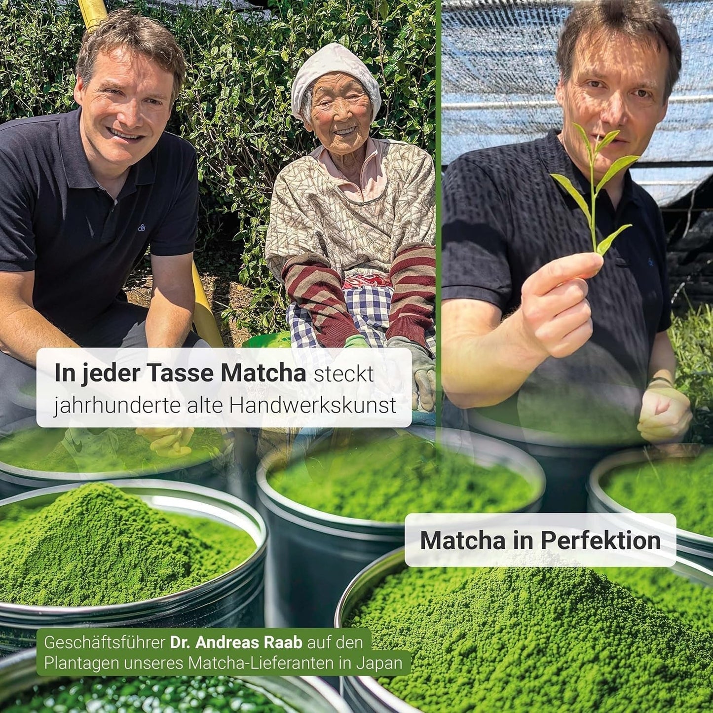Raab Vitalfood® Premium Bio Matcha Powder (30g) - Original de Japón, matcha puro en polvo sin aditivos, finamente molido, sabor ligeramente amargo, té verde en polvo, vegano, ceremonia del té