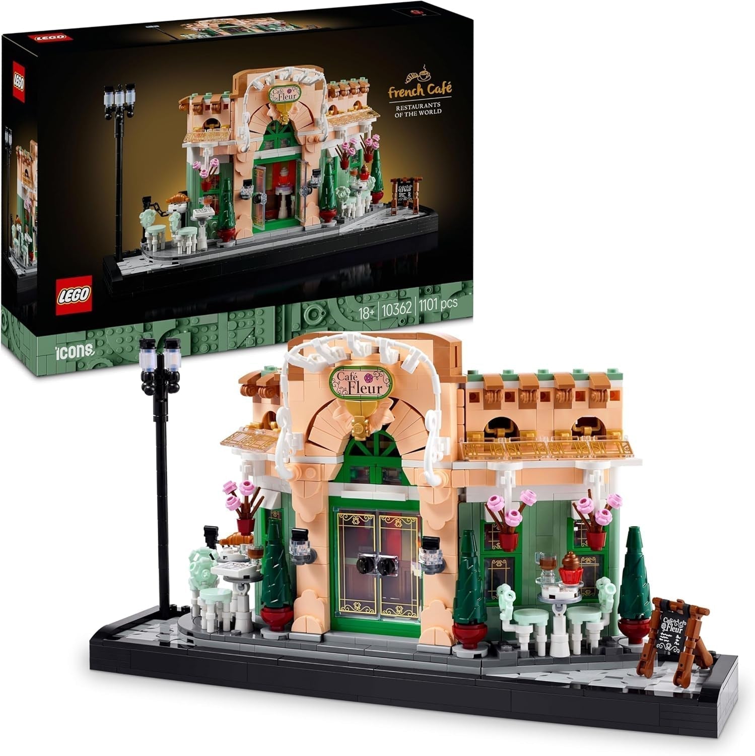 LEGO Icons French Café - Decoración para salón u oficina - Set de construcción para adultos, que incluye fachada pintoresca, maceta colgante y sillas - Regalo para hombres y mujeres 10362 Juegos de construcción Besuche den LEGO-Store Default title