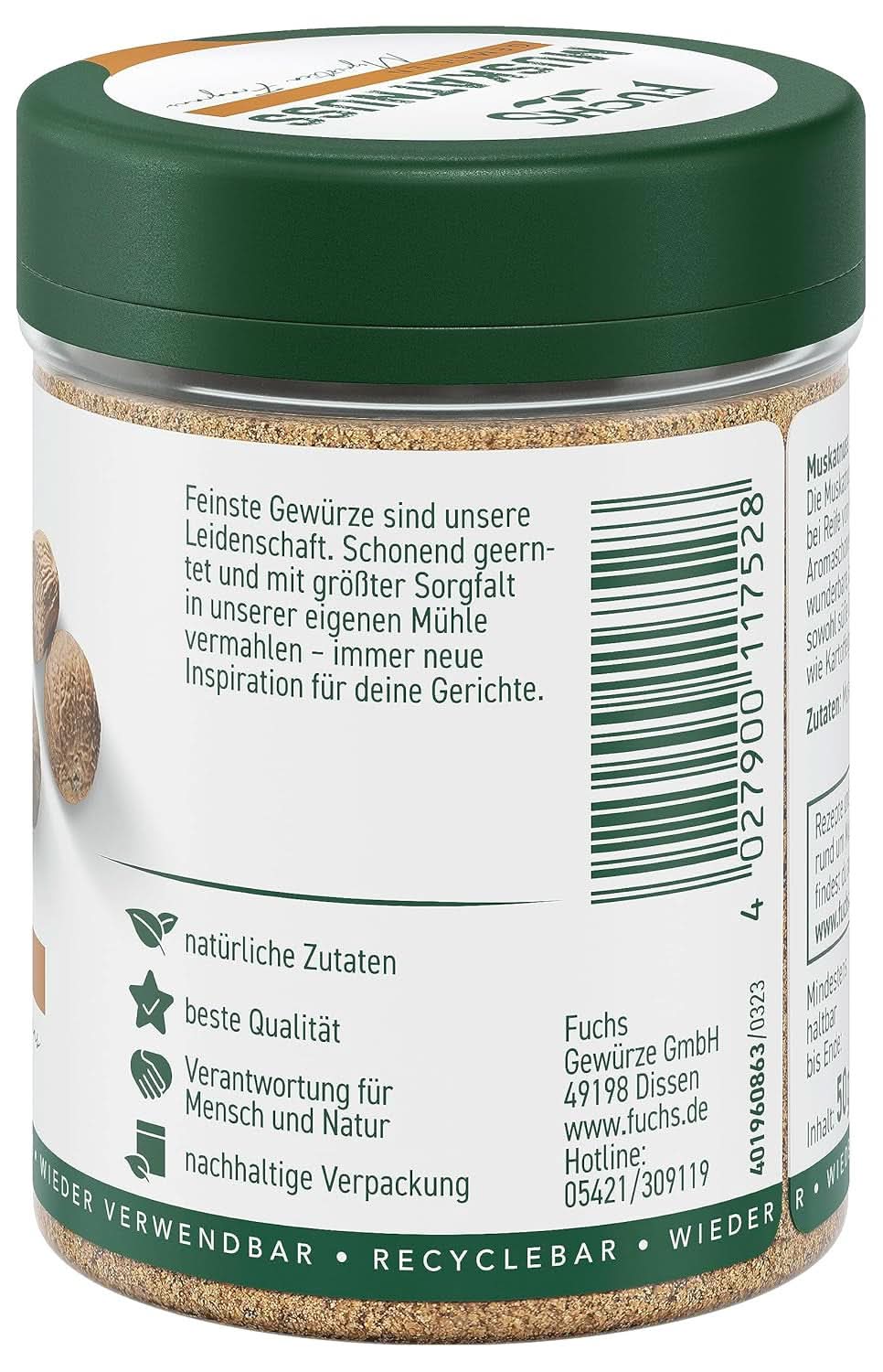 Fuchs Nuez moscada molida, 50 gramos Condimentos Naty Shop