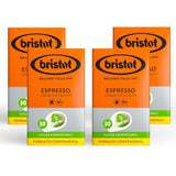 Bristot, 120 Espresso-Kaffeekapseln – eine Mischungen aus Arábica-Kaffee aus Brasilien und Zentralamerika, mit Noten von Zartbitterschokolade, Haselnuss und Caramell – 4 Packungen mit je 30 Kapseln