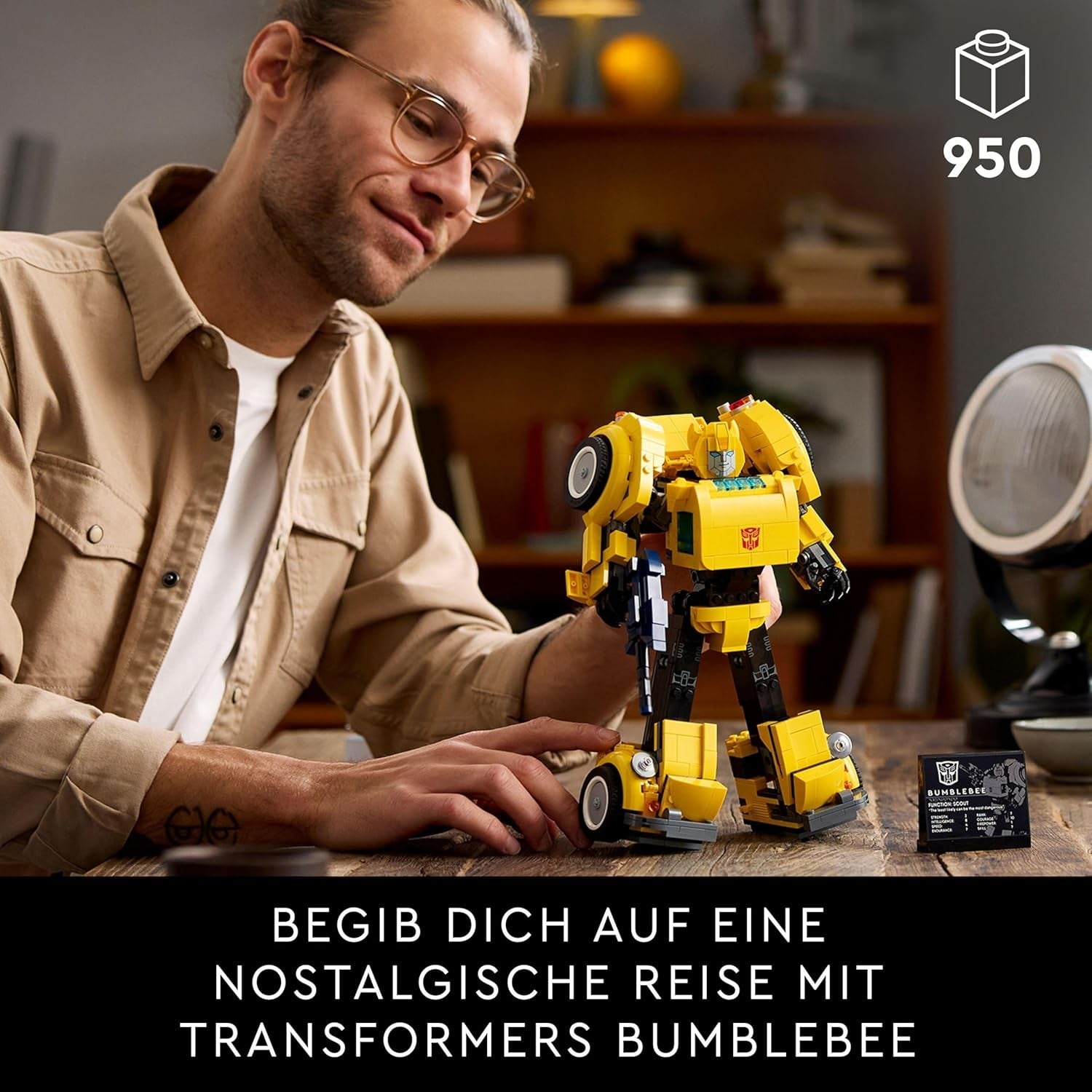 LEGO Icons Transformers Bumblebee, Figura de acción de robot coleccionable para adultos, Set de construcción de películas para fanáticos de la ciencia ficción, Se puede transformar en un automóvil, Juguete de aventuras 10338 Juegos de construcción Besuche den LEGO-Store