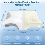 HOMCA Almohada Cervical Almohada Ortopédica de Espuma con Memoria Almohada de Soporte para el Cuello 2 en 1 con Funda de Enfriamiento 3D Almohada Ergonómica para Dormir para Dormir boca arriba, de lado y boca abajo Gris 60X13/11X40cm Almohadas Ortopédicas Cervicales Naty Shop