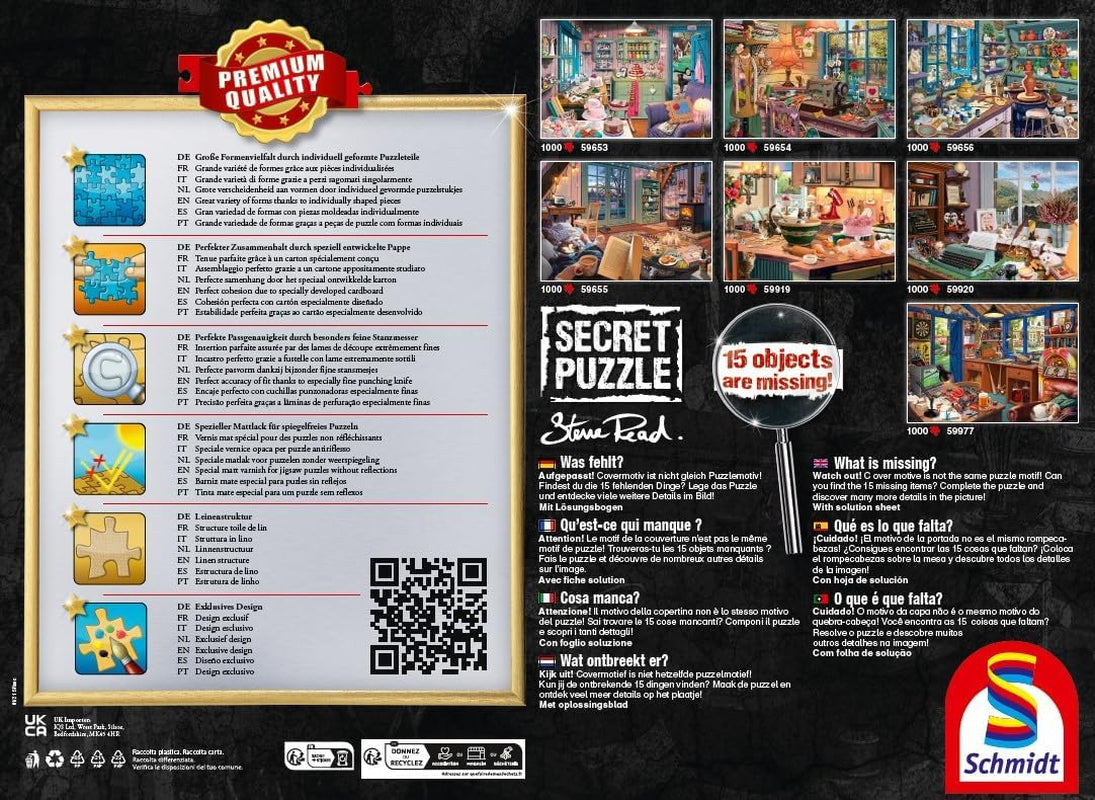 Schmidt Spiele 59920 En la oficina, 1000 piezas Puzzle secreto Puzzle Naty Shop