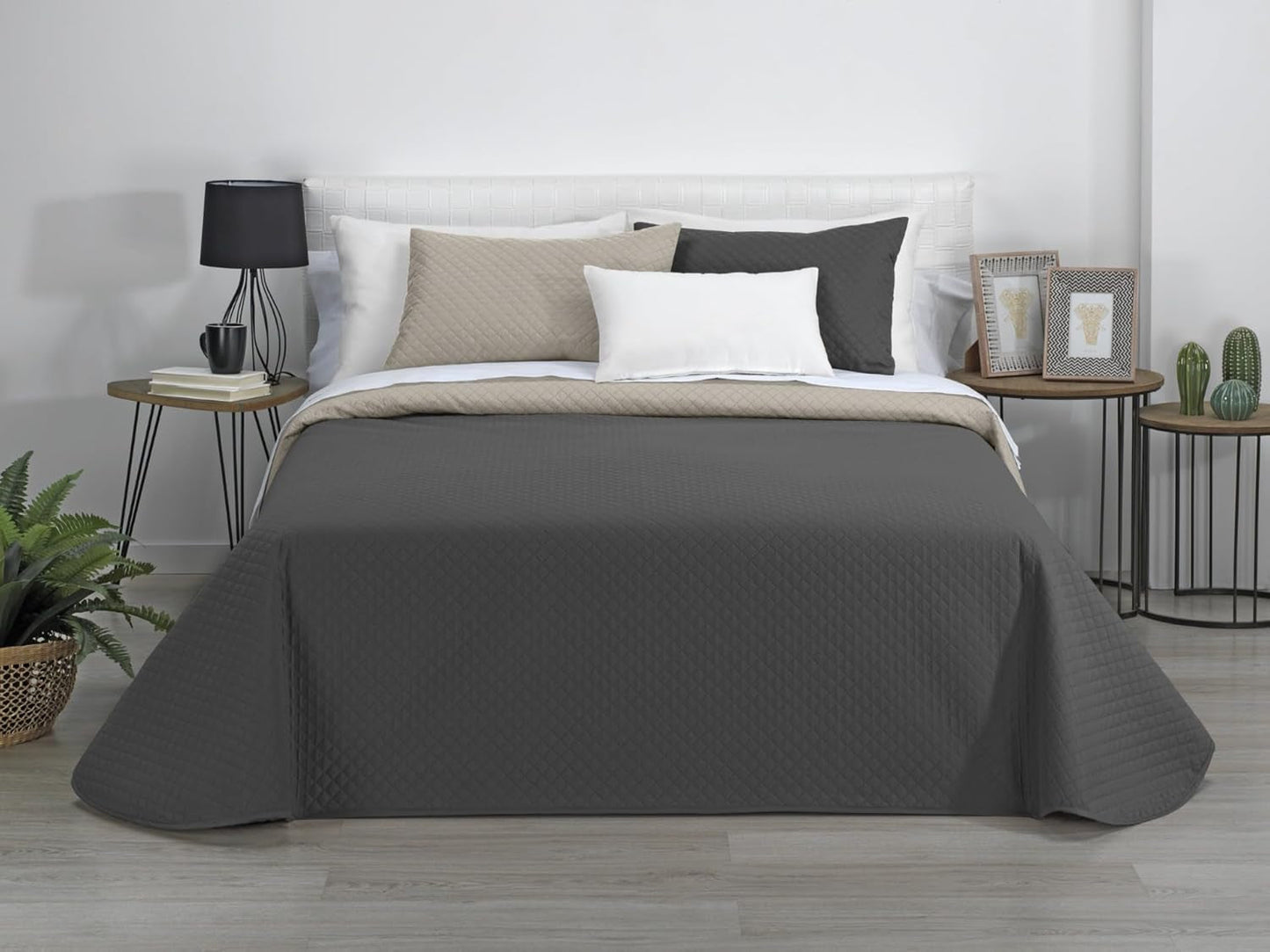 Estoralis | AVA | Edredón Reversible | Para todas las estaciones | Color - Gris/Antracita | Para cama de 105 Cm. (200 X 270 Cm. Ancho X Alto) | Edredón acolchado Edredones y colchas Naty Tienda Título predeterminado