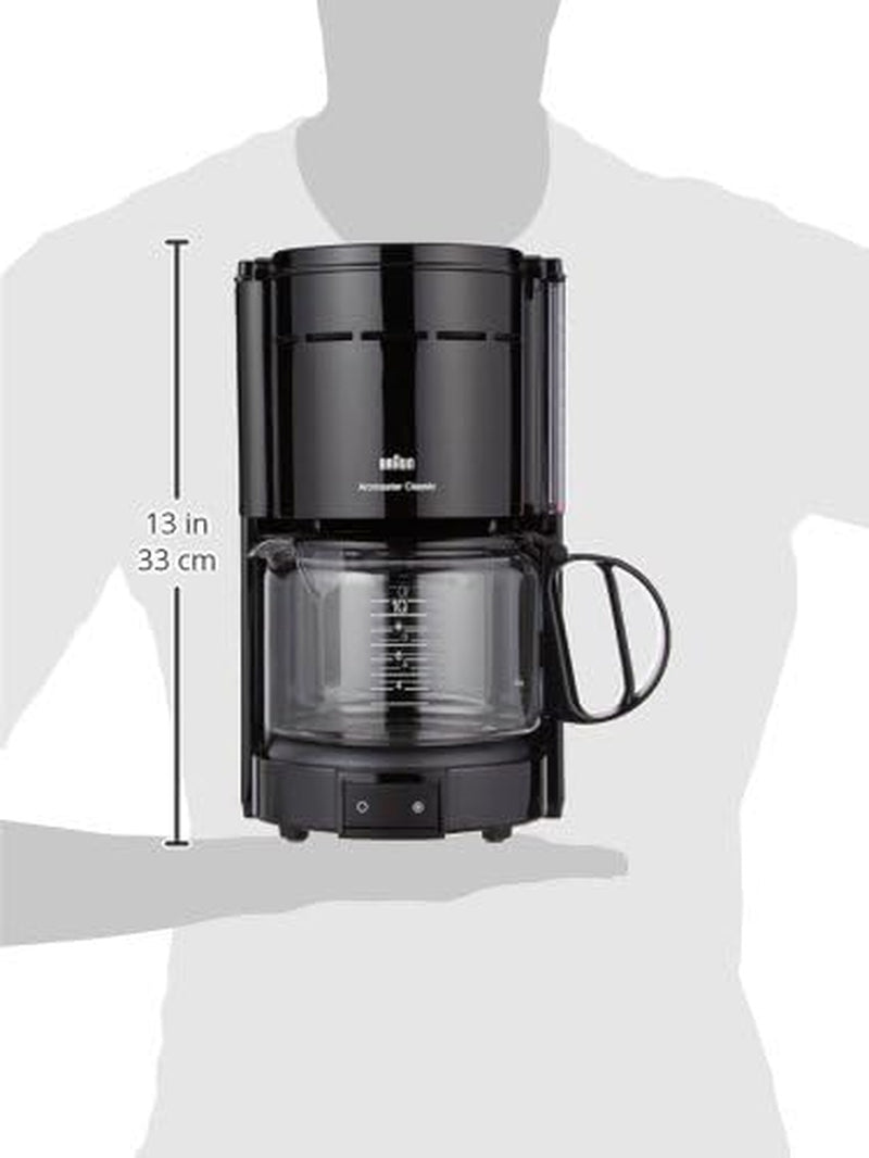 Cafetera espresso Braun KF 47 BK - Cafetera espresso con filtro y jarra de cristal para café filtrado clásico, café aromático gracias al sistema OptiBrew, sistema antigoteo, apagado automático, negra