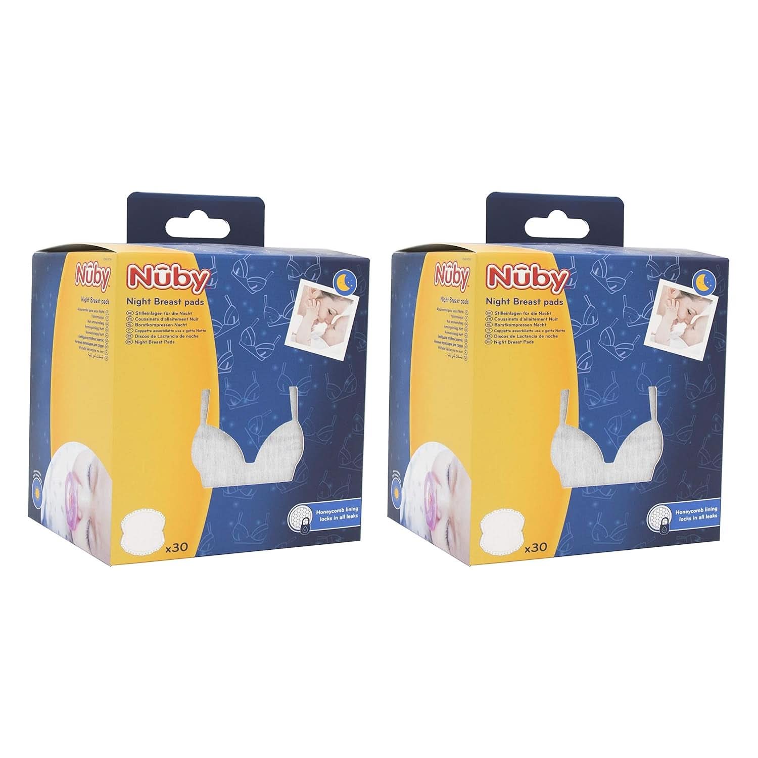 Nuby - 2 paquetes de discos absorbentes de lactancia ultrafinos para la noche - 2 X 30 piezas Accesorios Alimentación y Lactancia Bebe Naty Shop