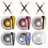 Wahrshei 6 Chrome Nail Powder, Chrome Pulver Nägel Mit Spiegeleffekt, Laser Chrome Puder, Polvo efecto perla para uñas esmaltadas en forma de donut