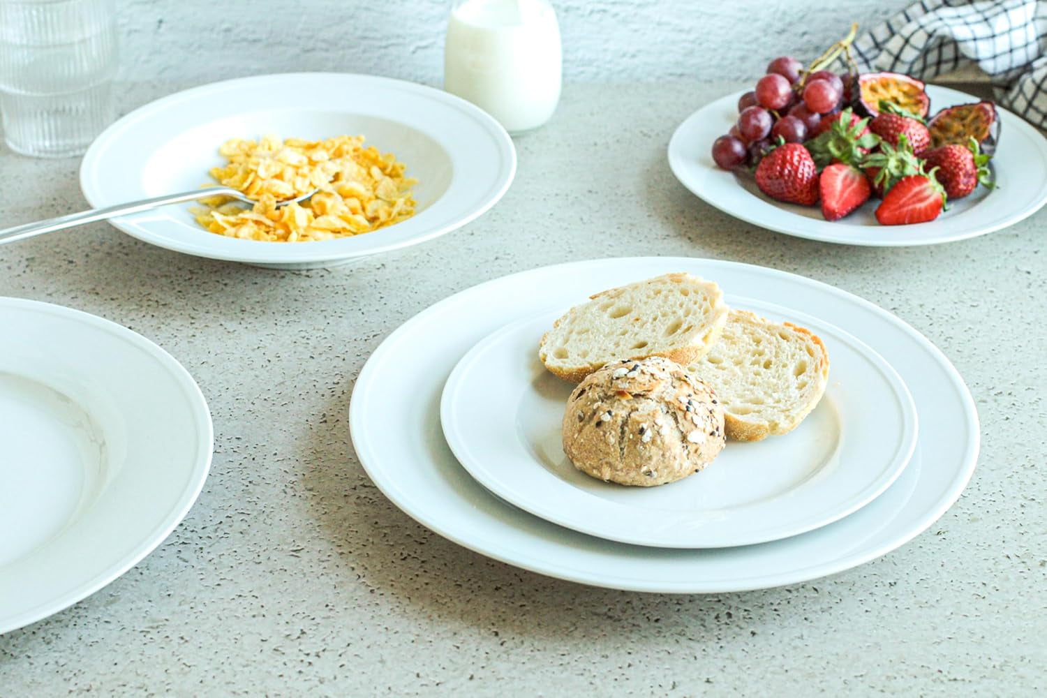 MÄSER Arlona vajilla de porcelana para 6 personas de 18 piezas, atemporal y elegante, blanco