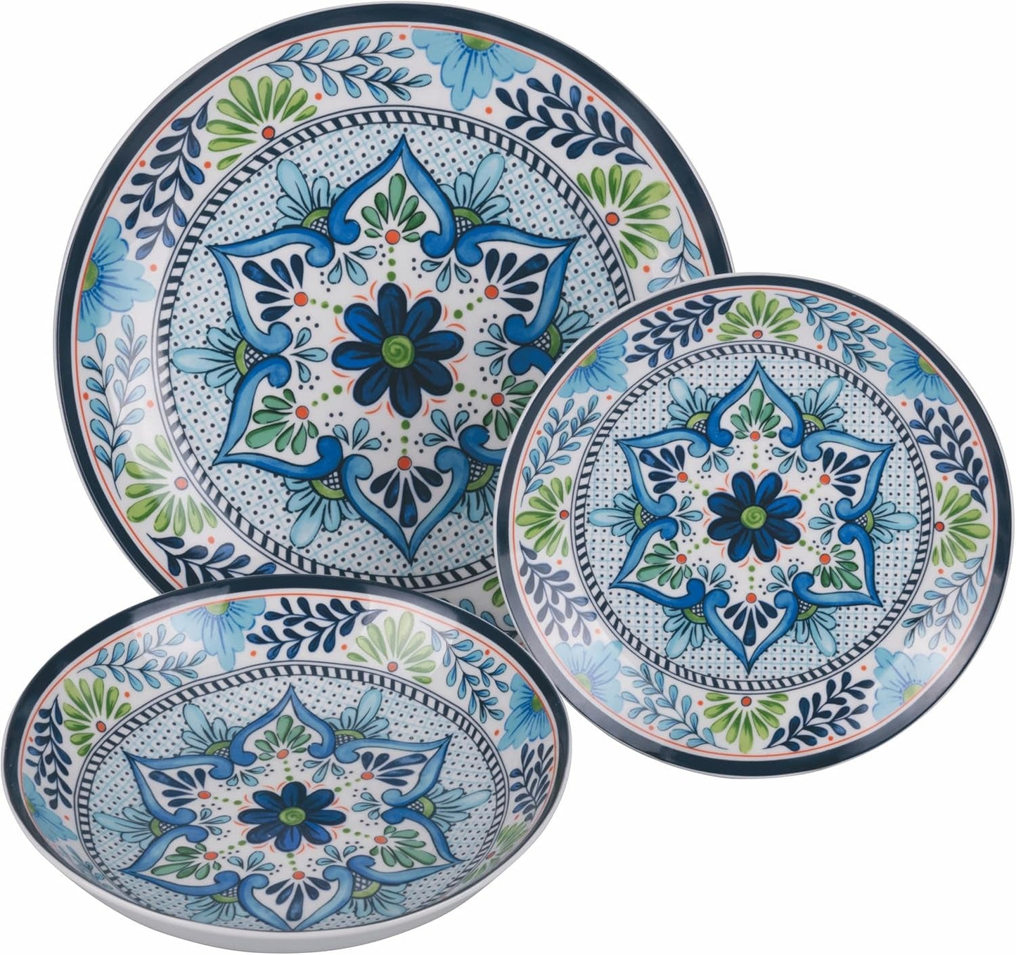 Vajilla de porcelana de 18 piezas, 6 juegos de platos diferentes, Andalucía