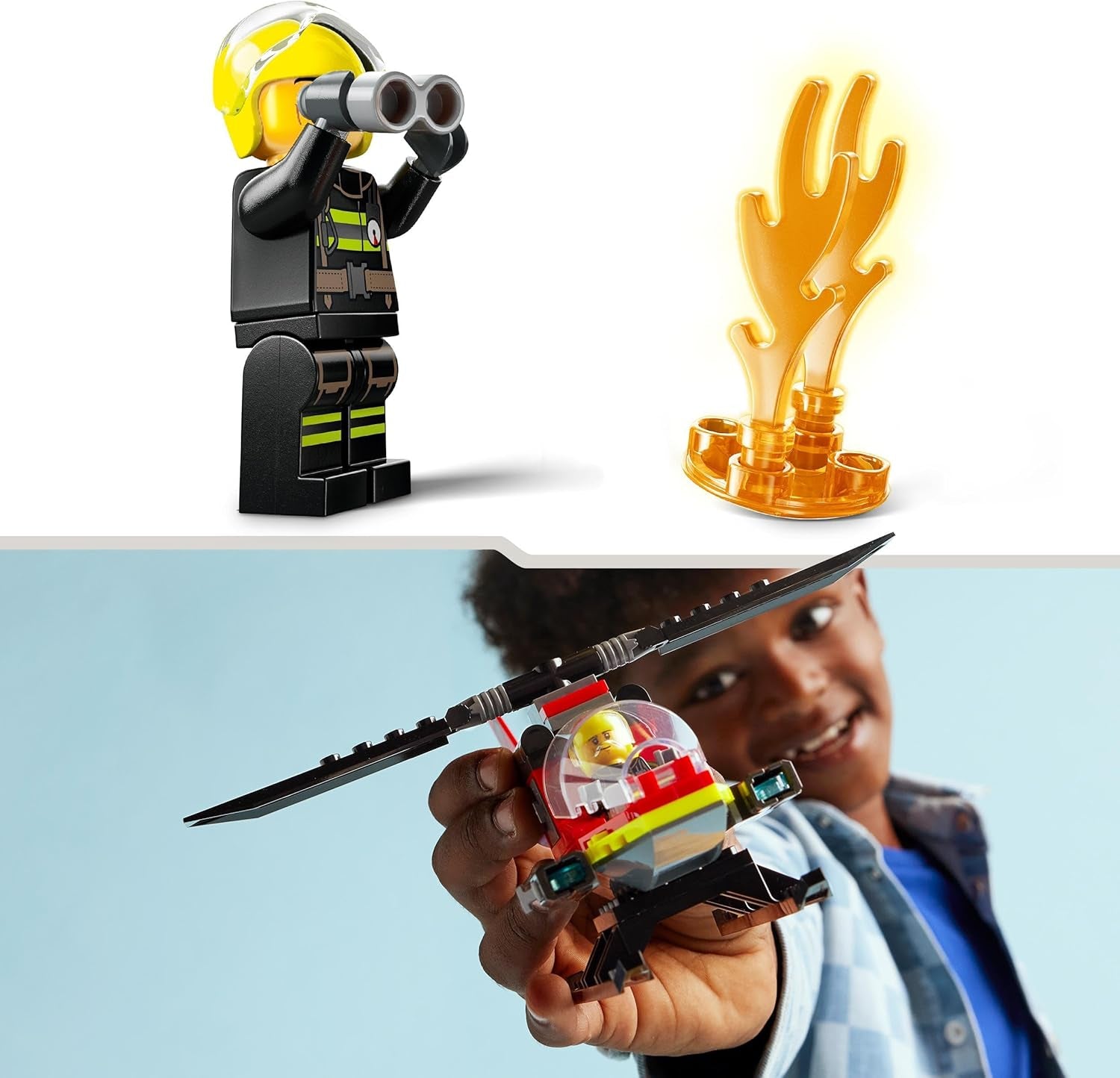 LEGO City Helicóptero de los Bomberos, set de helicóptero de juguete y figura de piloto, helicóptero de bomberos para una experiencia de juego imaginativa, regalo para niños, niños y niñas a partir de 5 años 60411 Juegos de construcción Besuche den LEGO-Store