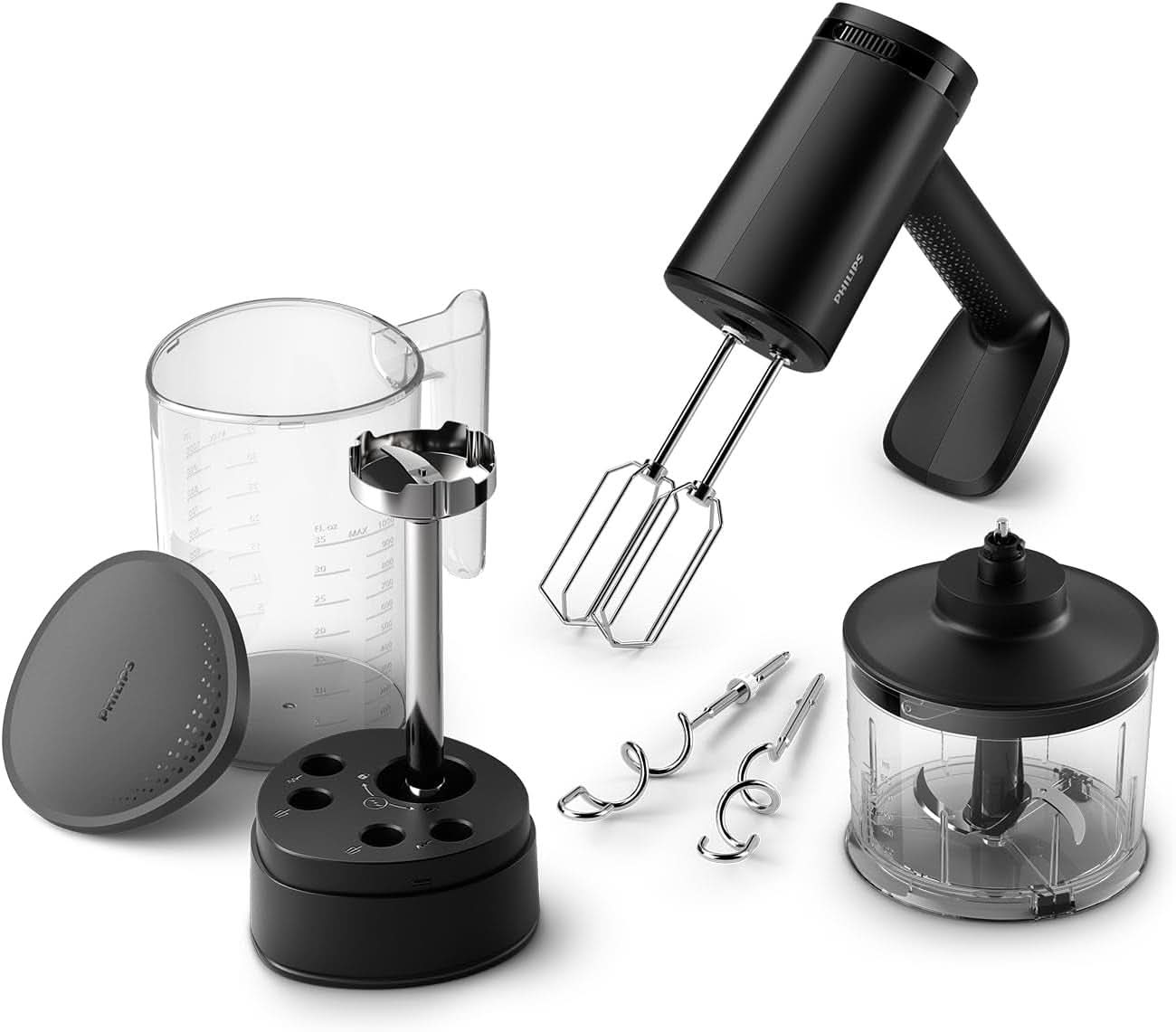 Philips Batidora de mano, 450 W, 5 Geschwindigkeiten plus Turbo, Weiß/Grau (HR3741/00) Cocina Naty Shop Batidora de mano 3 en 1, Pürierstab, Zerkleinerer
