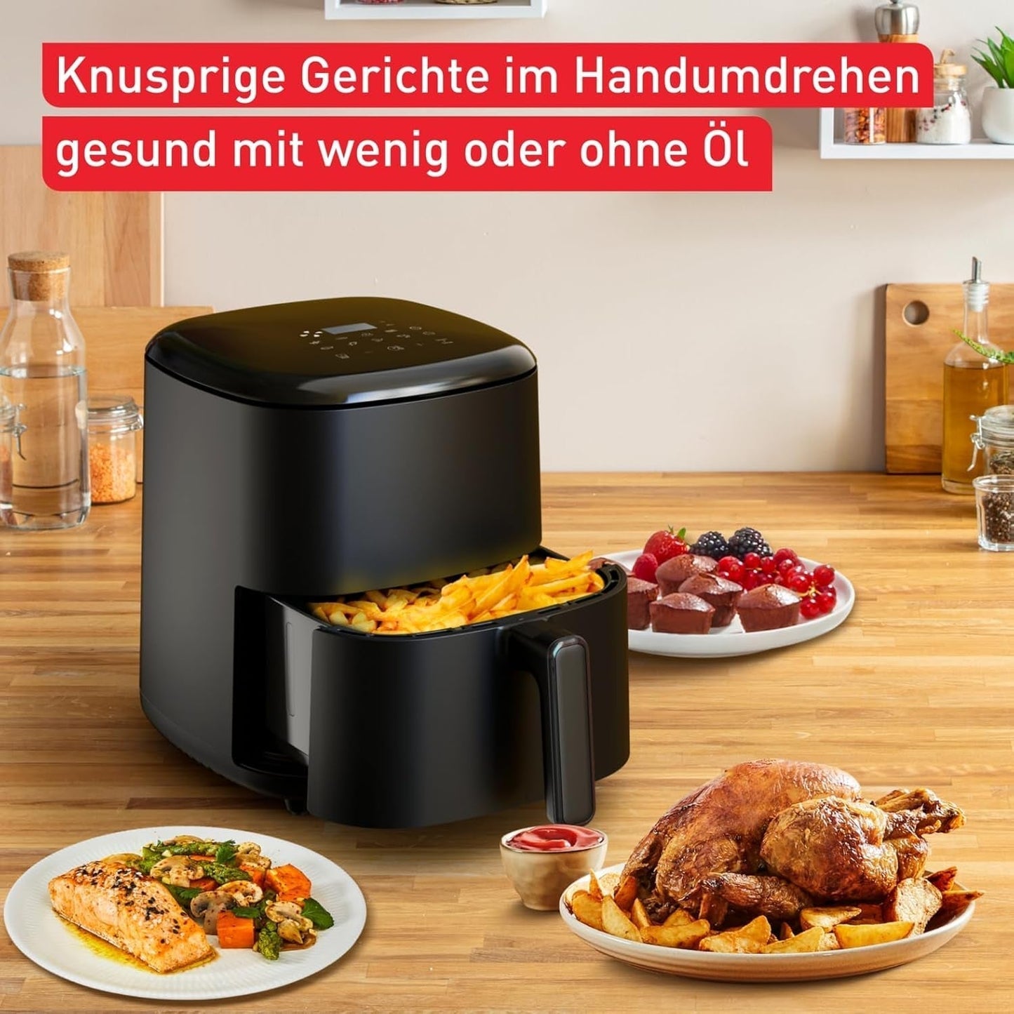Tefal Easy Fry Max EY2458, 5 litros, Freidora de Aire Caliente, 10 programas de cocción automáticos, Pantalla táctil digital Electrodomésticos Naty Shop