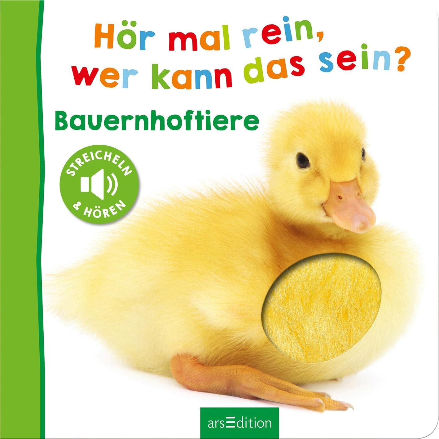 Escucha, ¿quién podría ser? - Animales de granja: acaricia y escucha | Libro ilustrado de cartón de alta calidad con 5 sonidos y elementos táctiles para niños mayores de 18 meses Baby Toys Naty Shop