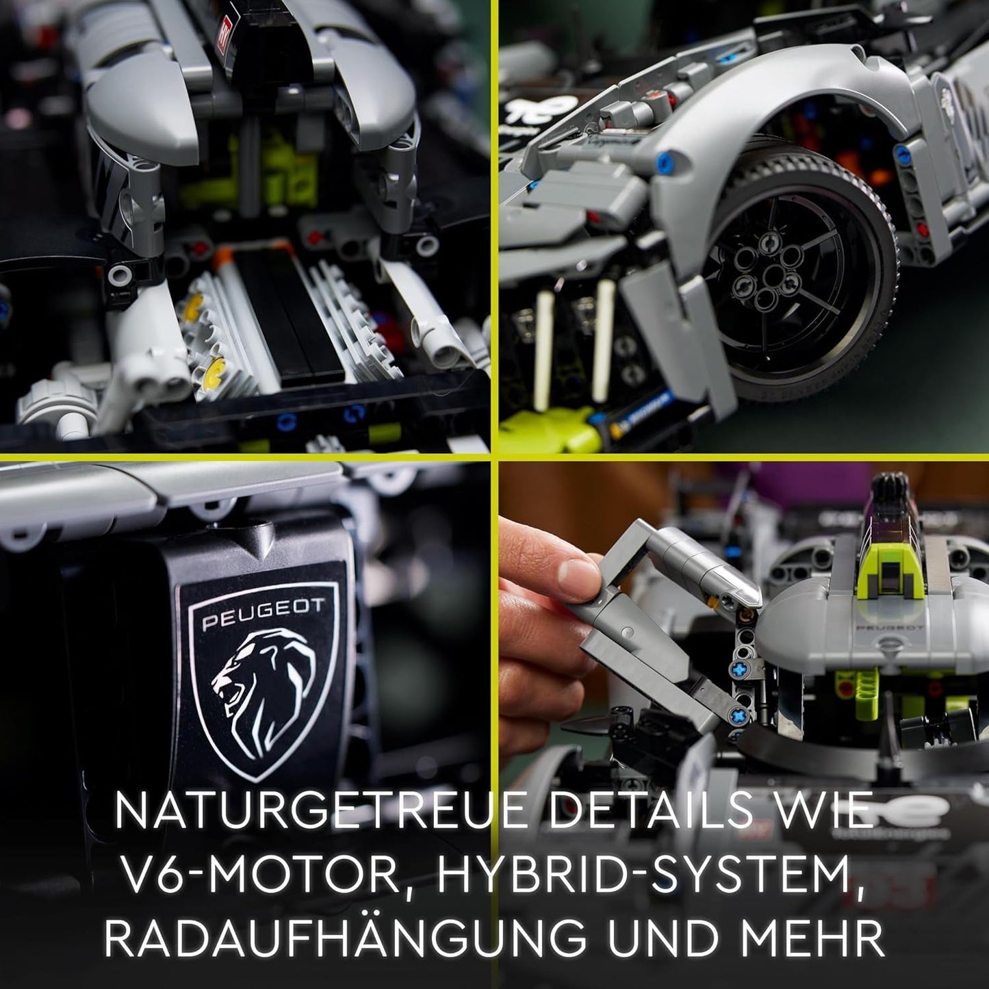 LEGO 42156 Technic Peugeot 9X8 24H Le Mans Hypercar híbrido Coche de carreras legendario Kit de modelo para adultos Coche de deportes de motor a escala 1:10 Coleccionable para jugadores avanzados Kits de construcción Besuche de LEGO-Store