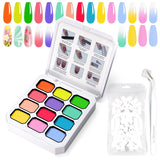 Gel de pintura degradada, 12 colores de esmalte de uñas de gel Ombre con 100 esponjas de uñas y 4 garras de metal para manicura francesa DIY Nail Art, Set I