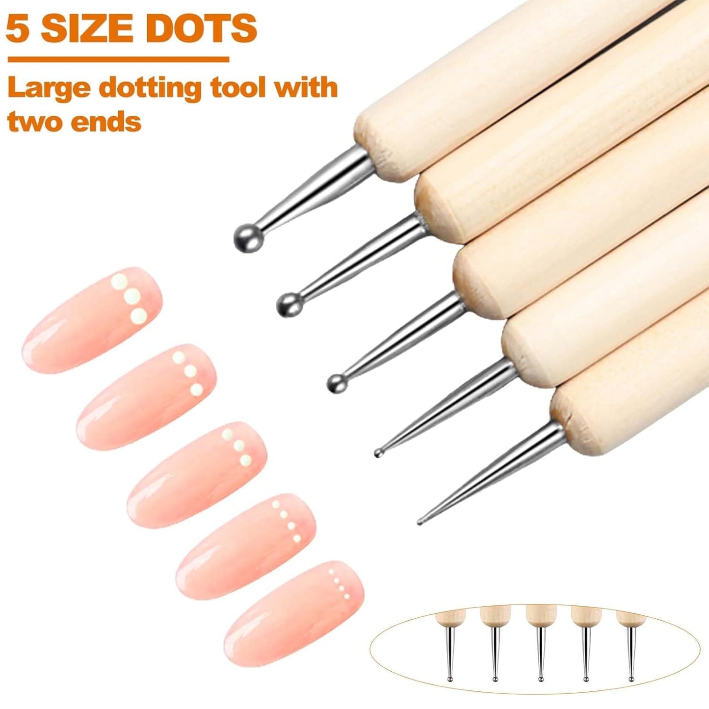 Hanyousheng Juego de 20 pinsel para uñas, 15 pinsel para diseño de uñas, 5 herramientas para puntear uñas para diseño de uñas DIY