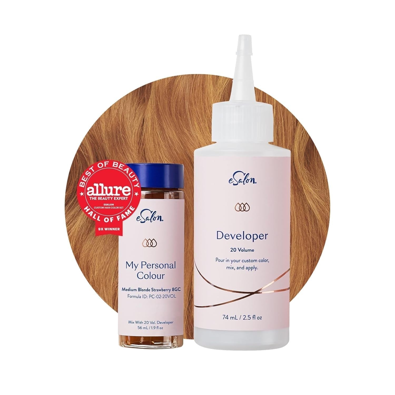 Set de tintes permanentes para el cabello Cobertura 100% de canas Coloración casera 0% amoniaco Tintes para el cabello Tintes para el cabello multidimensionales Tintes para el cabello profesionales Naty Shop Tinte para el cabello Rubio medio fresa 8Gc