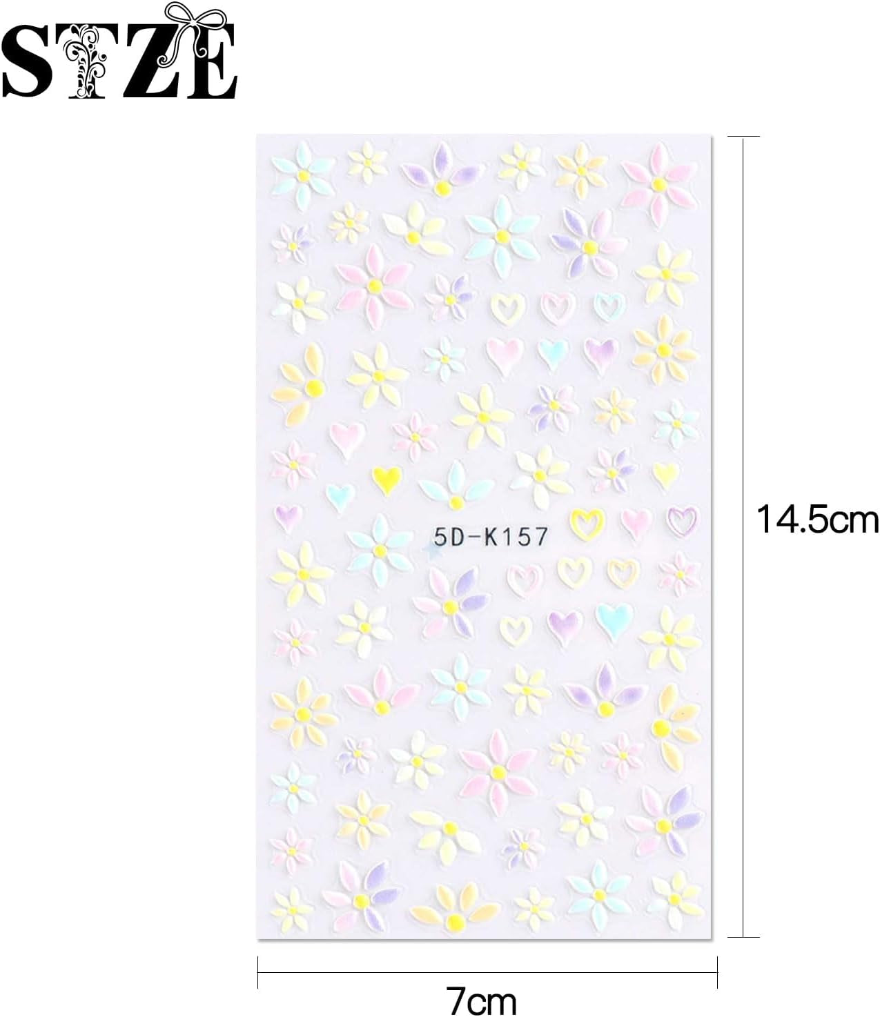 JMEOWIO 3D Nagelsticker Frühling Blumen 5 Blatt Nagelaufkleber 5D Stereoskopisch Selbstklebend Bunte Blüte Nail Art Sticker Decoración Nageldesign Zubehör