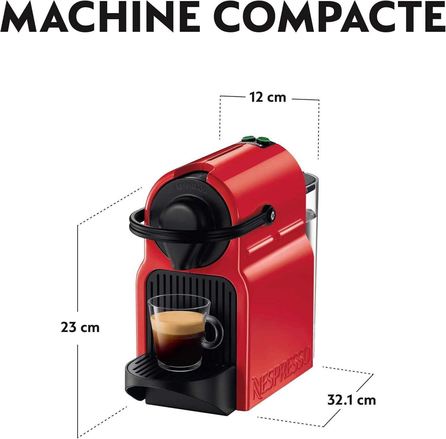 Krups Nespresso Inissia Cafetera Espresso - Máquina Espresso Compacta para Cápsulas de Café, Presión de 19 Bar, Calentamiento Rápido en 25 Segundos, Función de Ahorro de Energía, Depósito de Agua de 0,7 L, Roja, Modelo YY5506FD