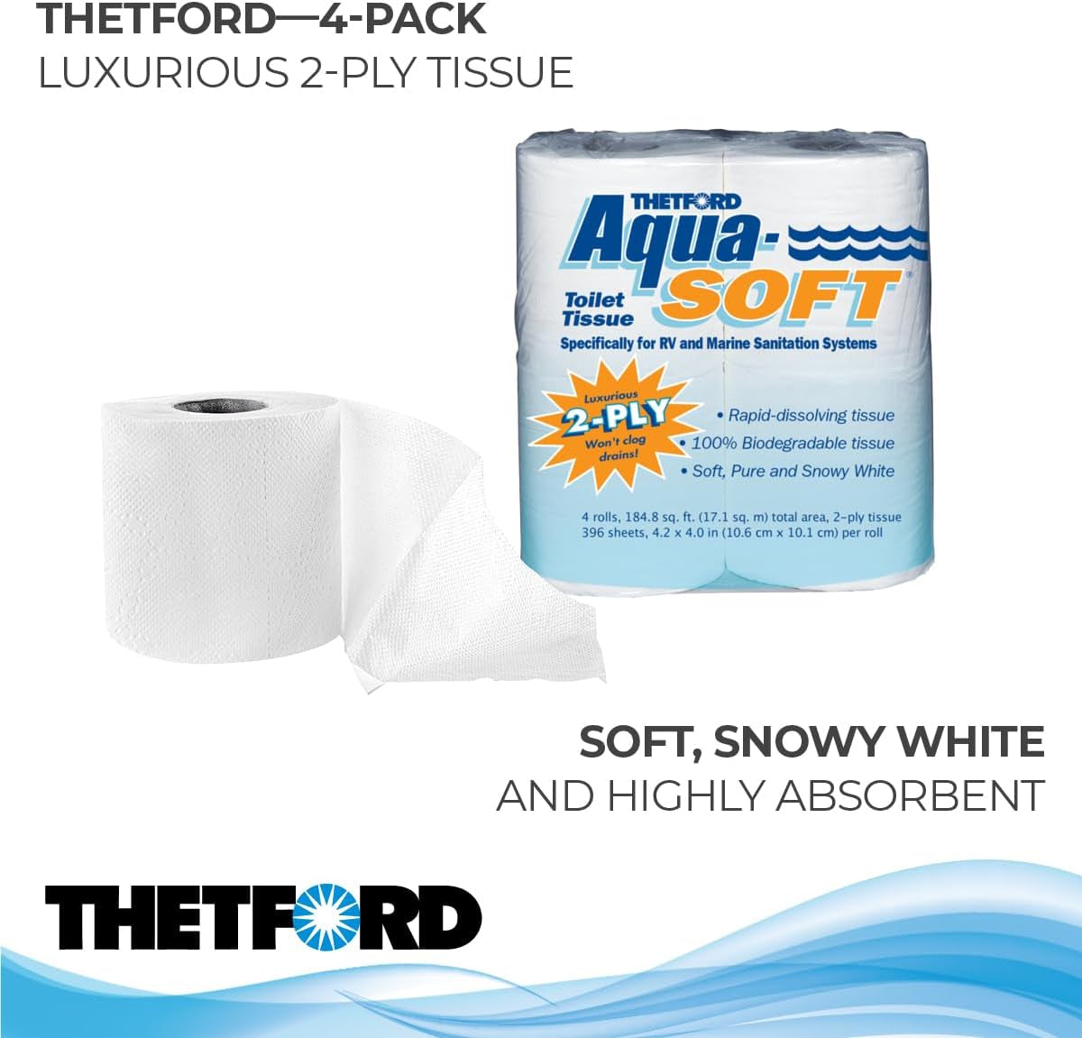 03300 Papel higiénico Aqua-Soft, 2 capas, 4 rollos