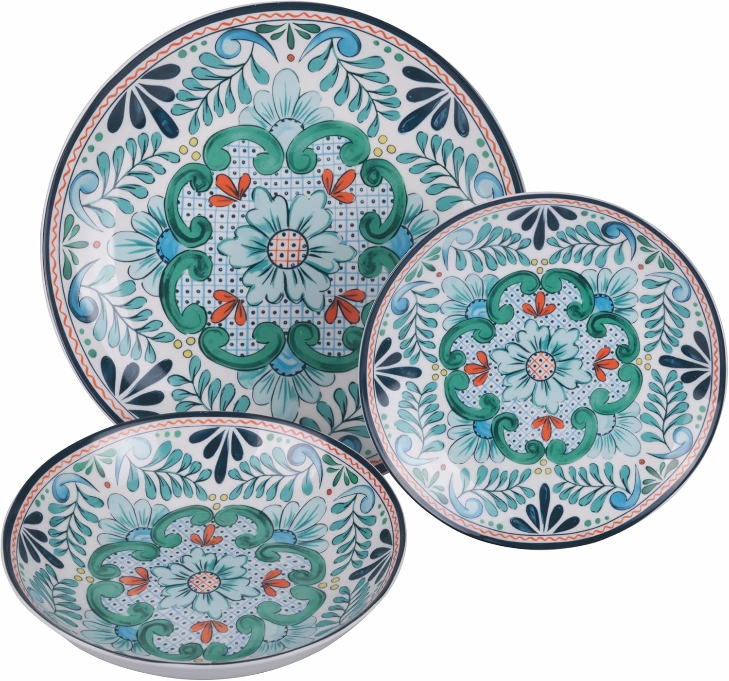 Vajilla de porcelana de 18 piezas, 6 juegos de platos diferentes, Andalucía