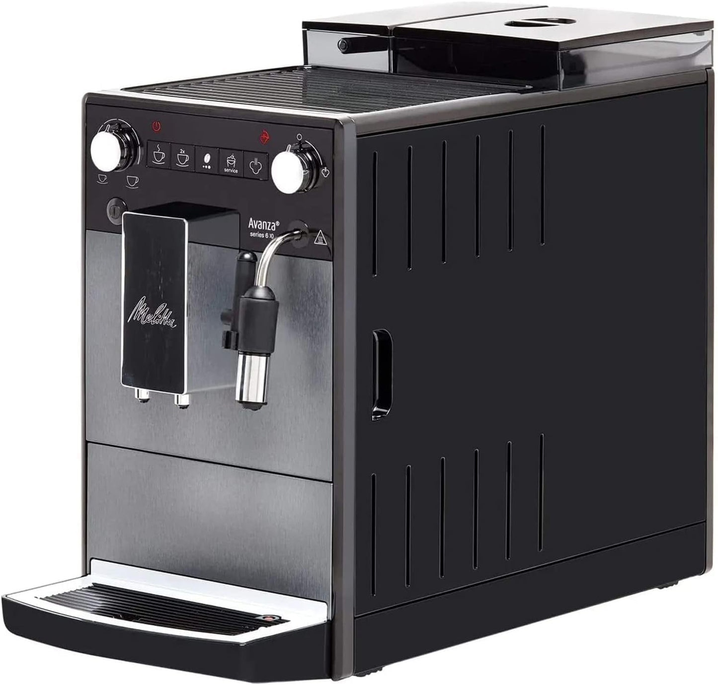 Melitta Avanza - Cafetera espresso totalmente automática con sistema de leche, cafetera espresso con molinillo y depósito de agua extra grande (1,5 l) para, por ejemplo, café. capuchino o espresso, titán místico