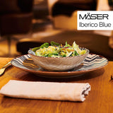 MÄSER 934017 Vajilla Iberico Blue para 4 personas, 12 piezas, estilo morisco, varios diseños vintage en blanco y azul, cerámica