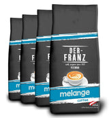 Café Der-Franz Melange, concentración 3/5, 100% Arábica, granos de café enteros, 4 x 1000 g