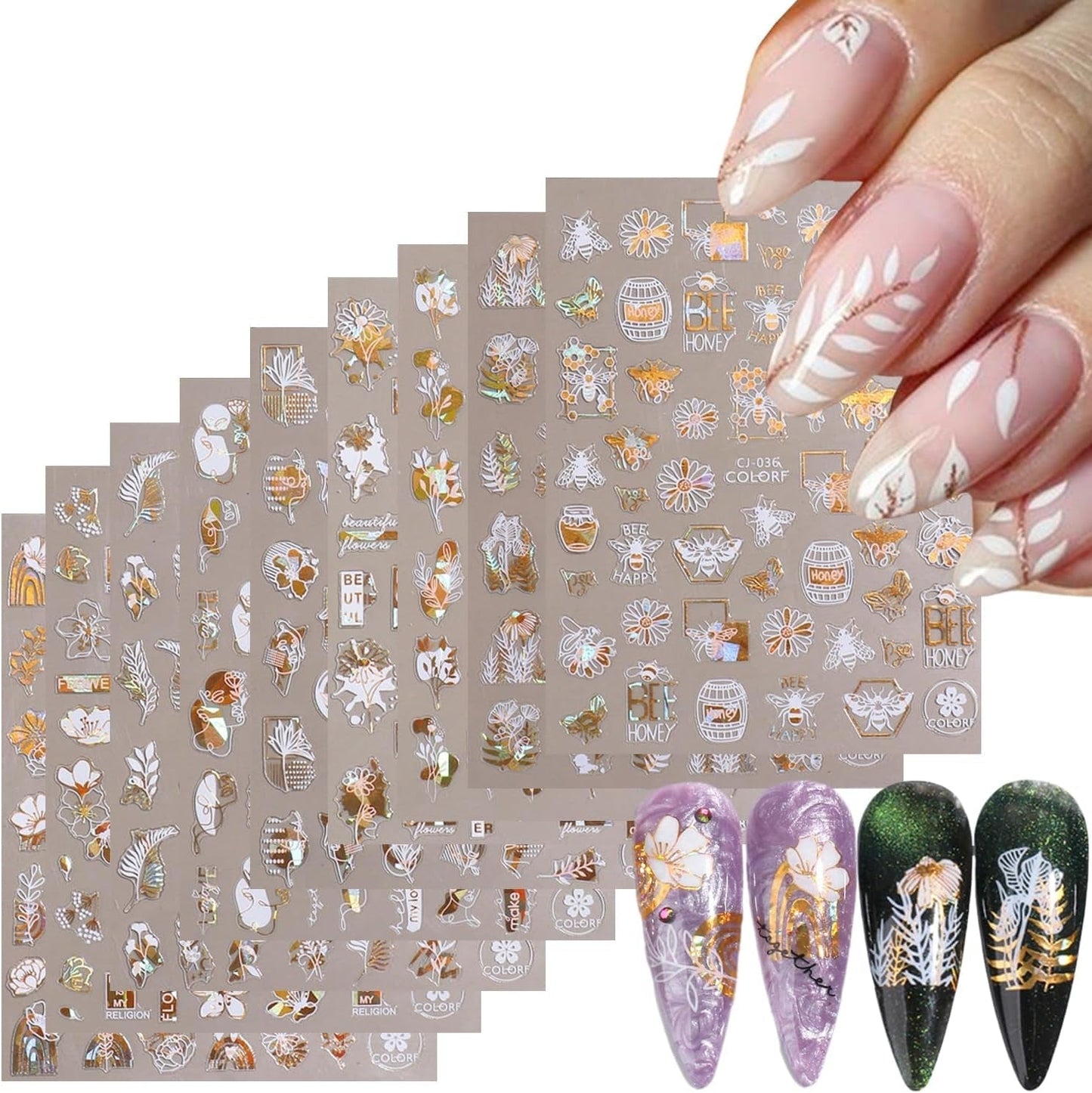 GZMAYUEN 12 colores pegatinas de uñas francesas 3D pegatinas de uñas de Color degradado francés autoadhesivas accesorios de diseño de uñas
