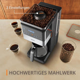KRUPS Grind Aroma XL Cafetera espresso, Molinillo cónico desmontable, Panel de control digital, Capacidad XL (1,5 L), Función mantener caliente, Jarra de cristal, Negro/Acero inoxidable, KM842810