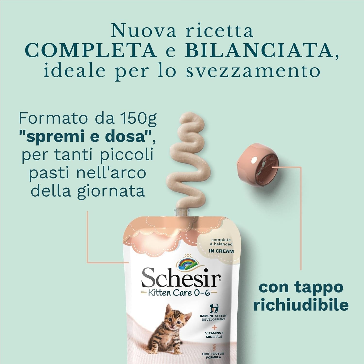Comida húmeda para gatos pequeños con crema de pollo y pollo - Comida húmeda para gatos pequeños - Comida húmeda para gatos con crema de pollo, sin cereales, rica en proteínas, vitaminas y minerales (20 sobres x 150 g)