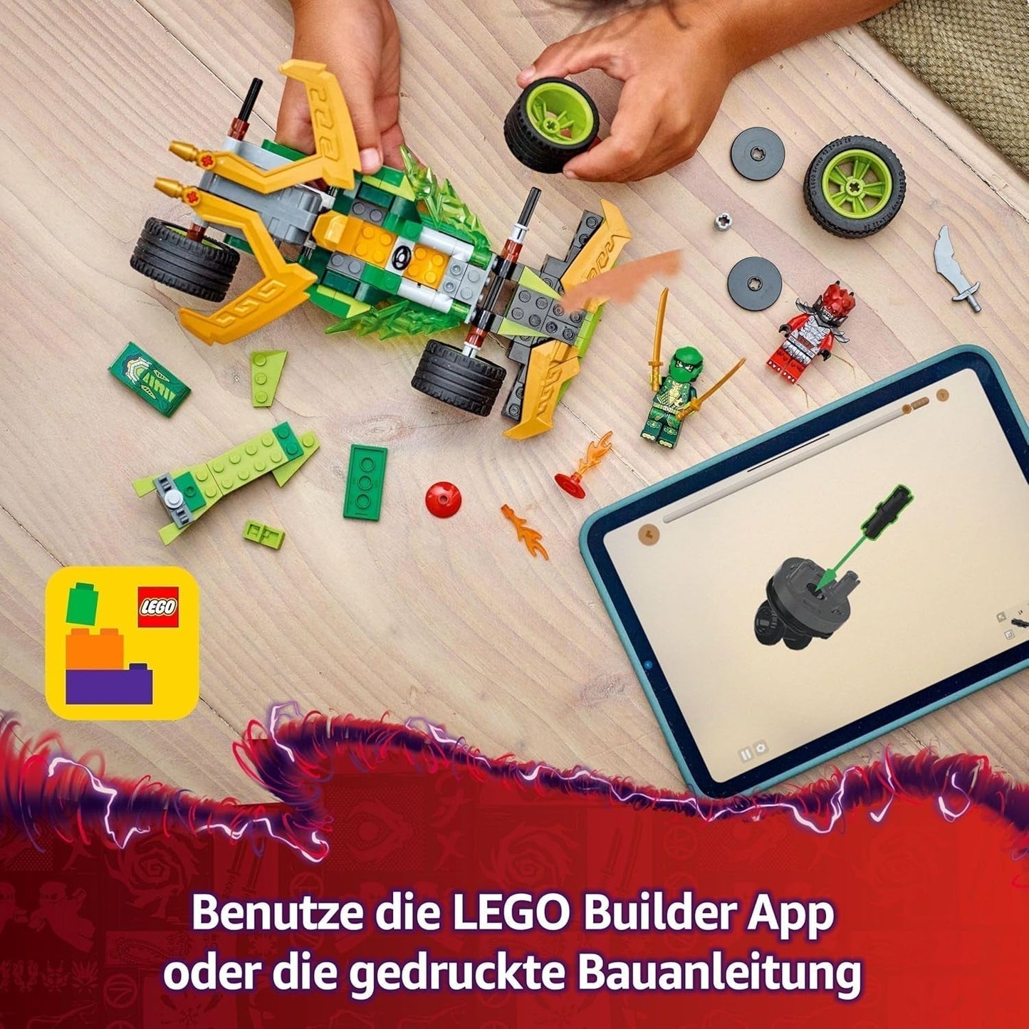 LEGO NINJAGO Lloyd's Action Speedster - Coche de construcción de juguete con 2 minifiguras para juegos de rol, coche de juguete de construcción para niños - Regalo para niños y niñas a partir de 7 años 71828 Juegos de construcción Besuche den LEGO-Store