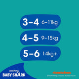Pampers Tamaño 5-6 Splashers Baby Shark Edición limitada, paquete de 10 pañales desechables para nadar para una protección segura del agua