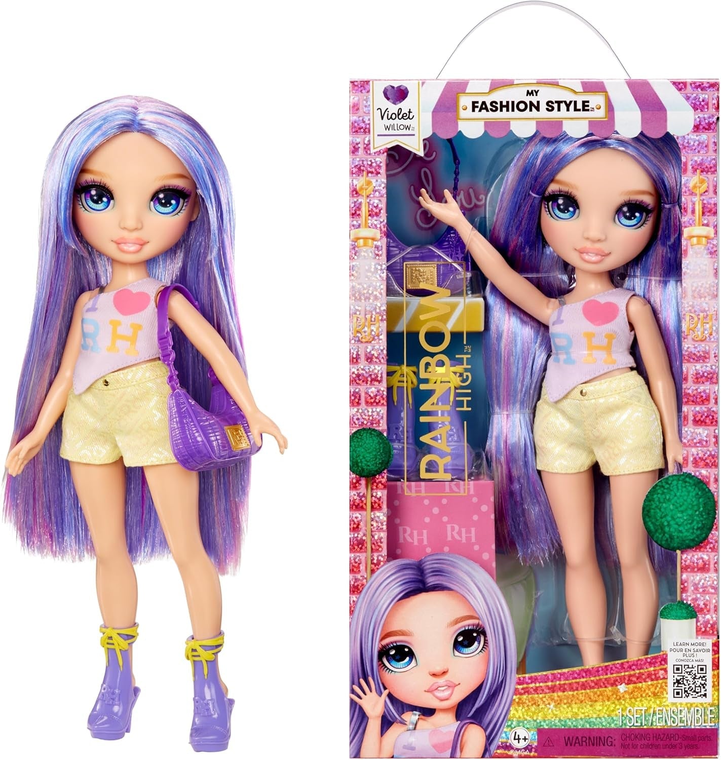 Rainbow High My Fashion Style Doll - Púrpura - 28 cm Muñeca de moda morada con ropa atractiva y bolso elegante, para jugar, posar y coleccionar, para niños de 4 a 12 años