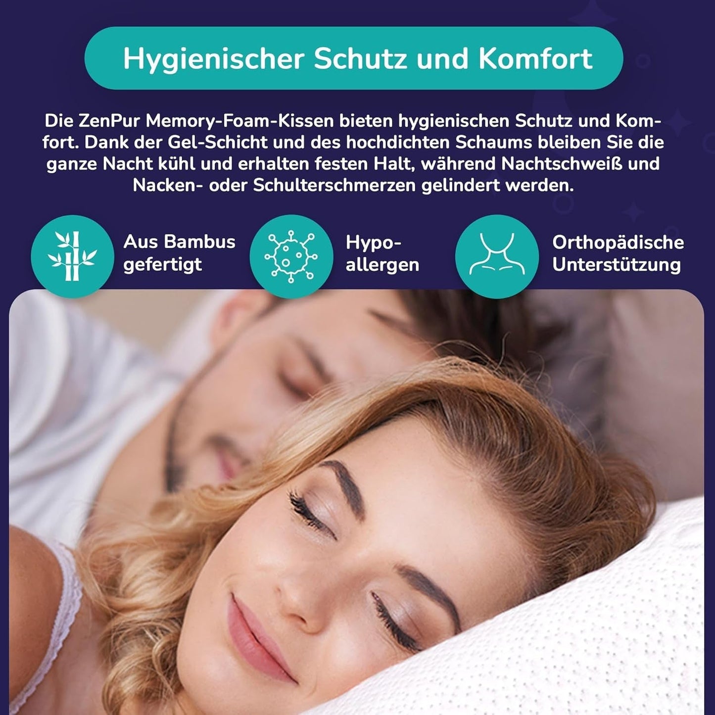 Juego de 2 Almohadas para Apoyar el Cuello 40X60-13Cm - Almohada ergonómica para dormir para cuello y hombros, certificado Oeko-Tex Almohadas ortopédicas cervicales Naty Shop