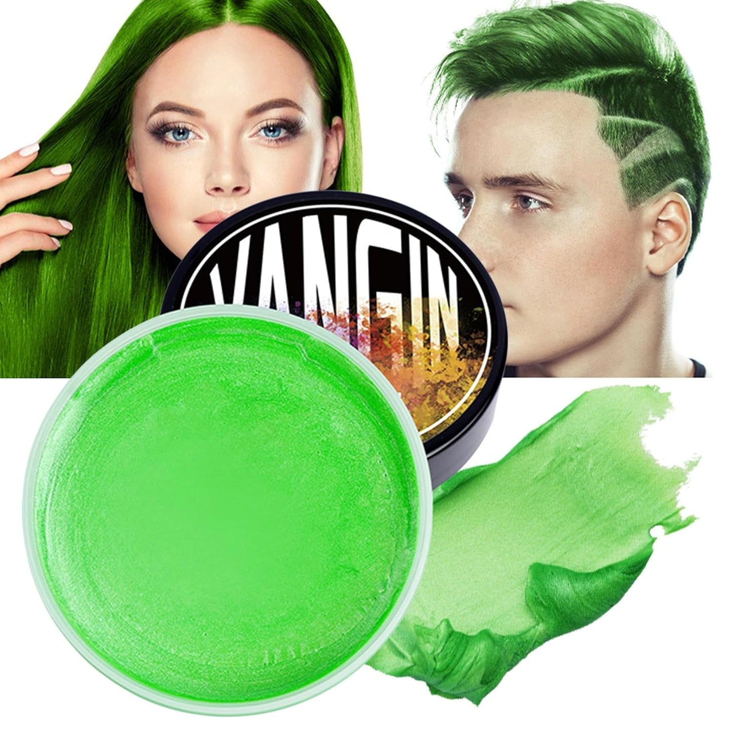 Tinte para el cabello temporal verde, tono de cabello para peinar para hombres y mujeres, pomada natural, cera para tinte para el cabello para fiestas, cosplay y Halloween, Navidad, tinte para el cabello temporal en crema (100 g, verde) Naty Shop Tinte para el cabello verde 1 G (1 paquete)