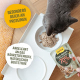 GimCat Near Nature Trial Mix 12 Pack - Alimento húmedo sin cereales para gatos a partir de 7 meses con una receta apropiada para su especie y presa específica - 12 sobres (12 x 85 g)