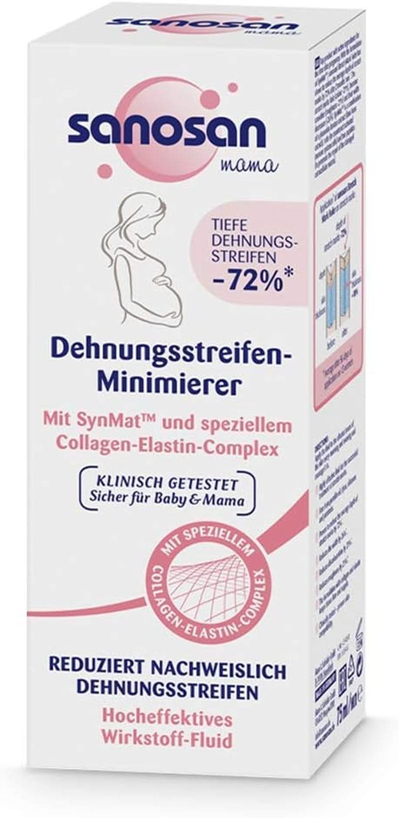 Sanosan Minimizador de Estrías, clínicamente testado - probado para reducir las estrías después del embarazo, sin aceite de parafina, colorantes, siliconas, 75 ml Cosmética y Belleza Naty Shop 1ud