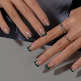 Uñas Postizas De Punta Francesa Corta - 30 Piezas De Uñas Negras Para Pegar En Uñas Cuadradas Cortas, Uñas Postizas De Punta Francesa Con Pegamento, Juego De Uñas Artificiales Cuadradas Para Mujeres
